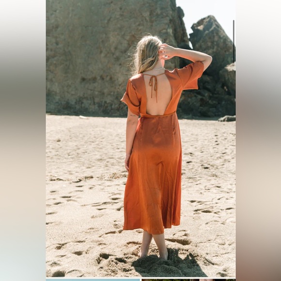 Whimsy + Row Lola Wrap Dress in Rust Size M - Picture 2 of 10